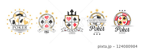 Poker Emblem and Label Design as Card Game Vector Set Poker Emblem and Label Design as Card Game Vector Set 124080984