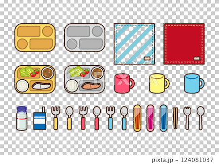 Colorful school lunch illustration set 124081037