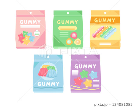 グミ キャンディ 袋入り イラストセット グミ キャンディ 袋入り イラストセット 124081083