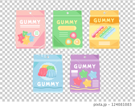 グミ キャンディ 袋入り イラストセット グミ キャンディ 袋入り イラストセット 124081083