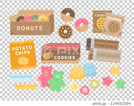 お菓子　イラストセット 124081084