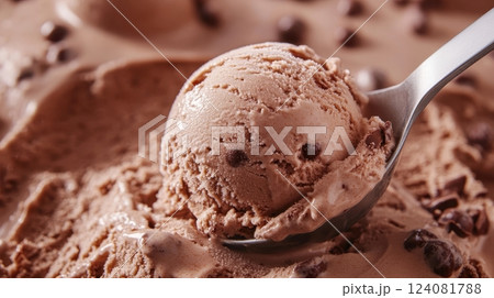 Creamy Chocolate Malt Ice Cream with Crunchy Malt Topping Delectable Frozen Treat 124081788