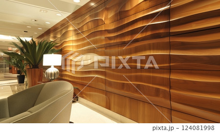 MDF board is used in high-end wall panels, offering durability, versatility, and a customizable finish. 124081998