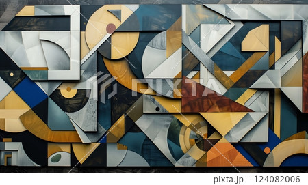 MDF boards were cut into shapes and arranged to form a captivating abstract art piece. 124082006