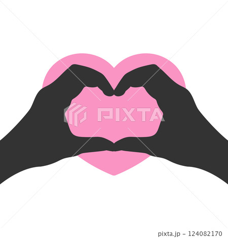 Silhouette of hands making heart. Hands making a heart gesture. Vector illustration 124082170