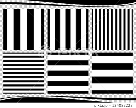 ストライプとボーダーのシームレスパターン6種セット　モノトーン 124082228