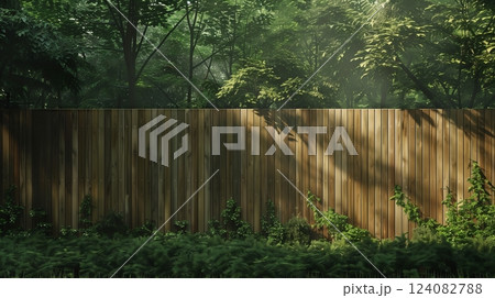 A seamless wall of tongue-and-groove boards blends into the forest, creating a pleasing, cohesive look. 124082788
