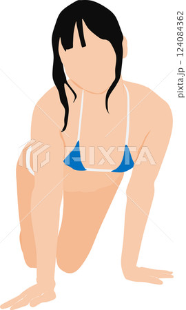 ポーズをとる水着を着た女性のイラスト ポーズをとる水着を着た女性のイラスト 124084362