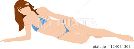 ポーズをとる水着を着た女性のイラスト ポーズをとる水着を着た女性のイラスト 124084368