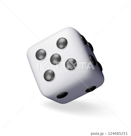 3D dice white playing cube isolated on white 3D dice white playing cube isolated on white 124085251