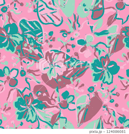 Floral brush strokes seamless pattern design for fashion textiles, graphics, backgrounds and crafts Floral brush strokes seamless pattern design for fashion textiles, graphics, backgrounds and crafts 124086081
