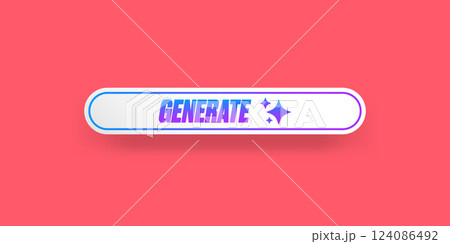 Generate Button Vector Clean White UI Element with Sparkle Icons on Pink Background, Modern Design for Web and App Interfaces, Call to Action Concept Generate Button Vector Clean White UI Element with Sparkle Icons on Pink Background, Modern Design for Web and App Interfaces, Call to Action Concept 124086492