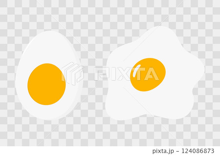Fried egg with yolk Half Hard boiled egg World Egg Day Receipt Menu Pictogram Design element concept Fried egg with yolk Half Hard boiled egg World Egg Day Receipt Menu Pictogram Design element concept 124086873
