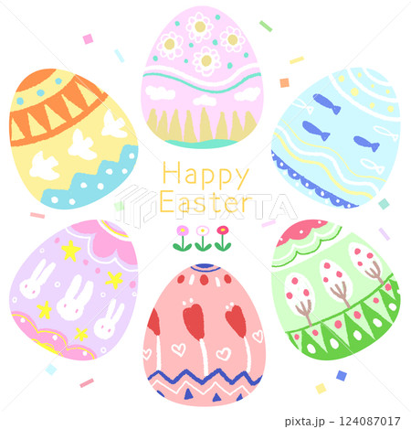 カラフルなイースターエッグのセット 124087017