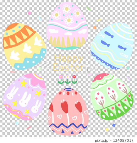 カラフルなイースターエッグのセット 124087017