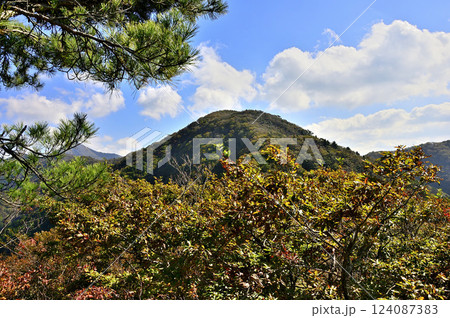 御坂山地の女坂峠より望む秋色の五湖山 124087383