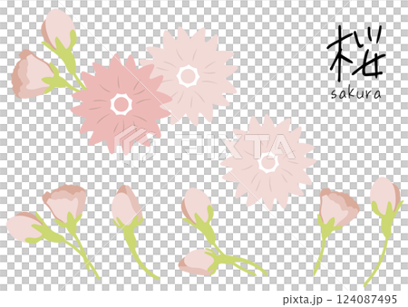 Cherry blossom decoration. Cherry blossom decoration. Spring decoration set. 124087495