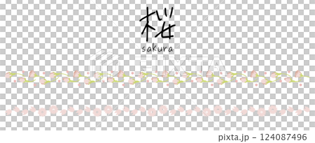 櫻花裝飾。櫻花邊框，裝飾。春季裝飾套裝。 124087496