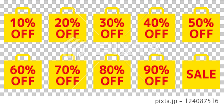 Sale decoration. Bargain sale material. Discount display set. Shop sale icon set. Advertisement and flyer 124087516