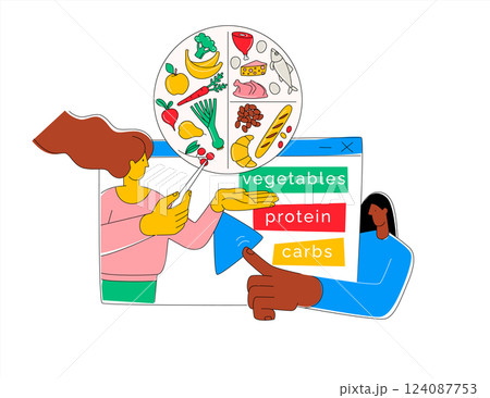 Healthy Nutrition Education: Food Groups and Balanced Diet Concept Healthy Nutrition Education: Food Groups and Balanced Diet Concept 124087753