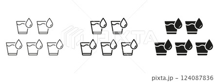 Hydration And Drinking Water Regularly Line and Silhouette Icon Set. Five Glasses Of Water With Droplets. Editable Stroke. Isolated Vector Illustration Hydration And Drinking Water Regularly Line and Silhouette Icon Set. Five Glasses Of Water With Droplets. Editable Stroke. Isolated Vector Illustration 124087836