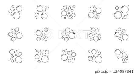 Bubble and oxygen line icon set. Air and water outline symbol collection. Editable stroke. Isolated vector illustration 124087841