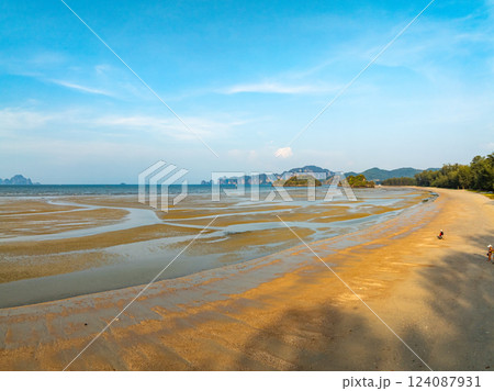 Amazing sea background,Summer blue sky over sea background,Beautiful ocean at Phuket island Thailand,High angle view drone shot 124087931