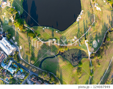 Aerial view green golf field in Kathu district Phuket Thailand 124087949