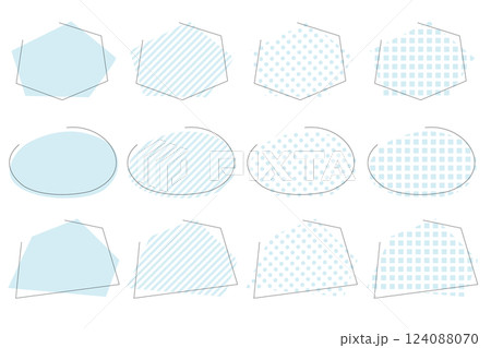 シンプルな水色のフレームイラストセット 124088070