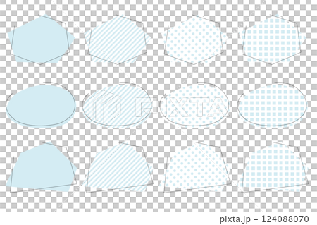 シンプルな水色のフレームイラストセット 124088070