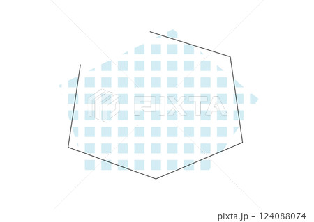 シンプルな水色の格子柄のフレームイラスト 124088074