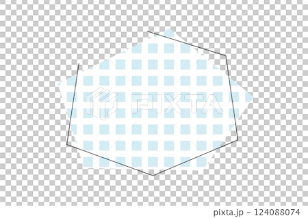 シンプルな水色の格子柄のフレームイラスト 124088074