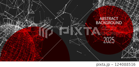 Abstract geometric 3d sphere made of points and lines. Futuristic technology style. 124088516