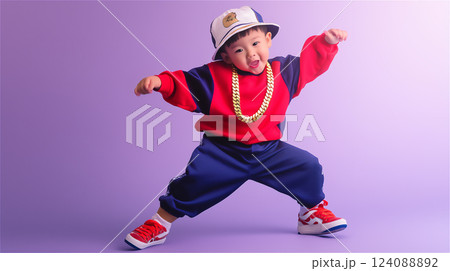 ヒップホップダンスを踊る日本人の男の子 124088892
