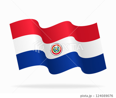 Paraguayan flag wavy background layout. Vector illustration. 124089076