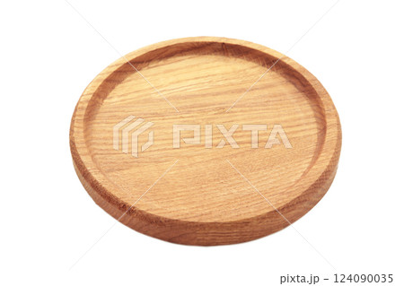 Empty wooden tray isolated on white background. Rectangular wooden dish Empty wooden tray isolated on white background. Rectangular wooden dish 124090035