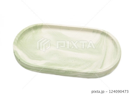 Mint plaster trays isolated on white background. Stands for candles or jewelry Mint plaster trays isolated on white background. Stands for candles or jewelry 124090473