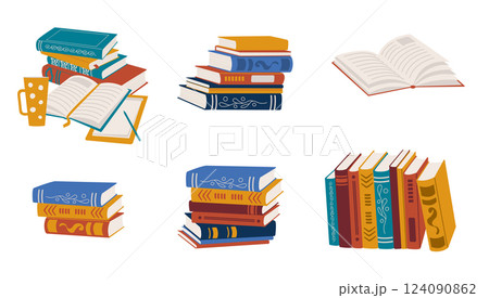 Set of paper books for reading Set of paper books for reading 124090862