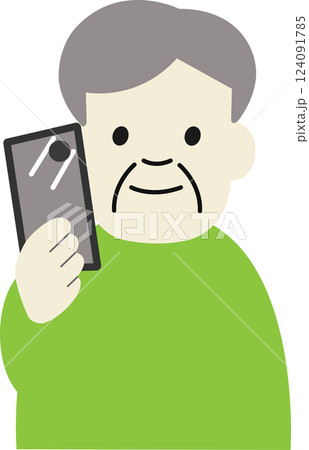 スマホで電話するシニア男性 スマホで電話するシニア男性 124091785