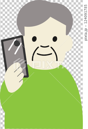 スマホで電話するシニア男性 スマホで電話するシニア男性 124091785