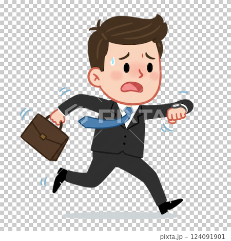 一名上班族因為要遲到了而奔跑 124091901