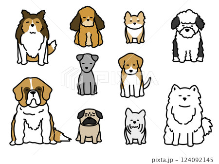 いろいろな犬種のイラストセット 124092145