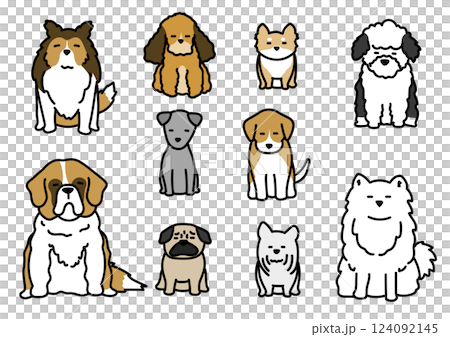 いろいろな犬種のイラストセット 124092145