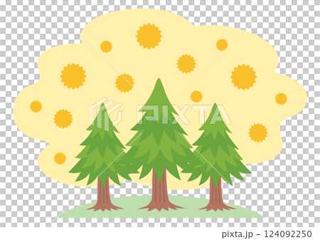 飛散するスギやヒノキの花粉のイメージイラスト 飛散するスギやヒノキの花粉のイメージイラスト 124092250