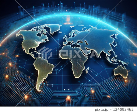 地球の電子世界　半導体的描写　AI生成 124092463