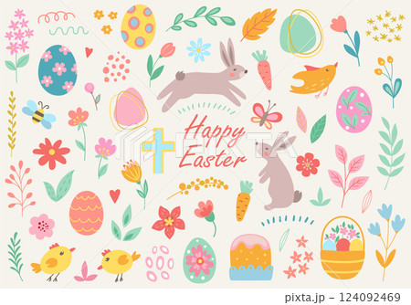 Cute cartoon Easter design kit 124092469