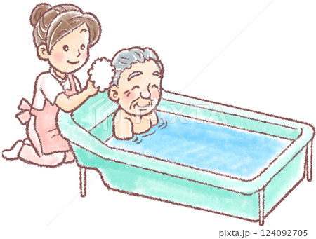入浴介助_女性介護士_介護ヘルパー 入浴介助_女性介護士_介護ヘルパー 124092705