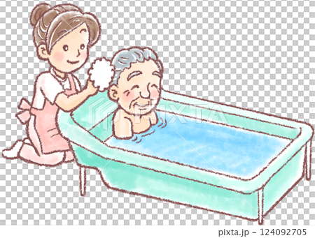 入浴介助_女性介護士_介護ヘルパー 入浴介助_女性介護士_介護ヘルパー 124092705