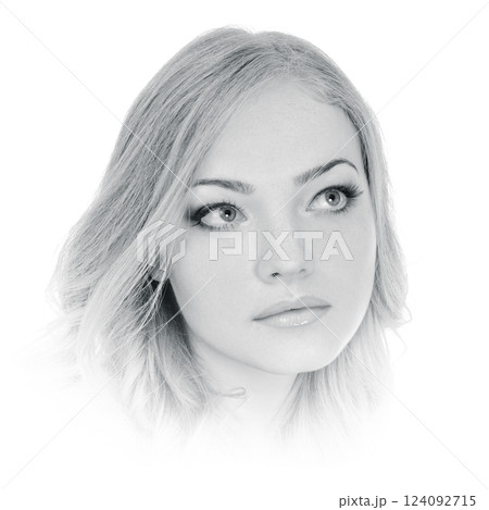 Black and white woman portrait Black and white woman portrait 124092715