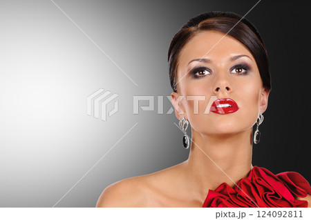 Female in luxurious jewelry 124092811